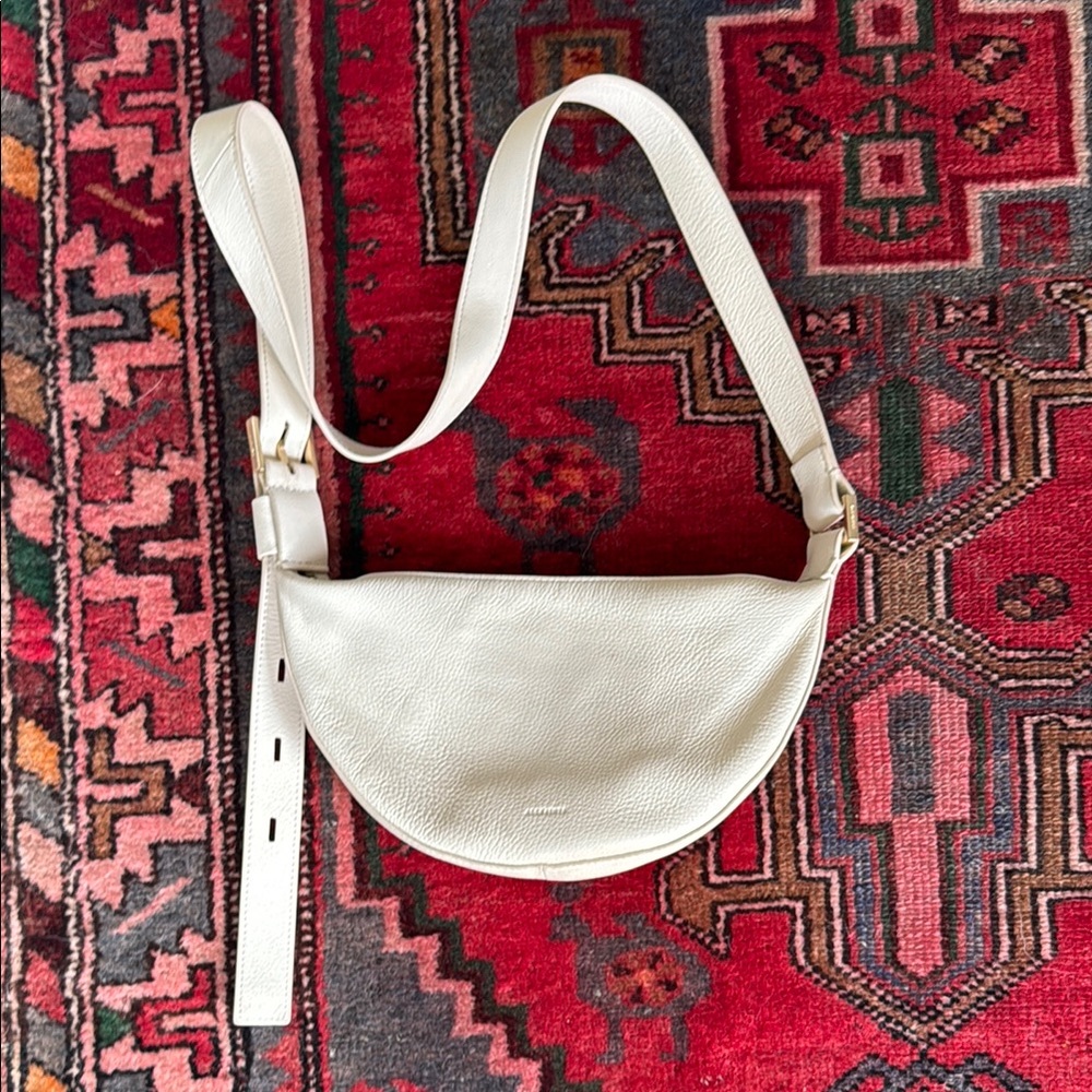 All Saints Cream Halfmoon Crossbody Bag
